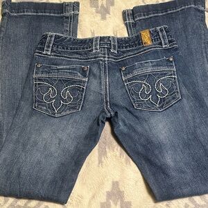 Maurices Embroidered Blue Flare Jeans 5 / 6 long